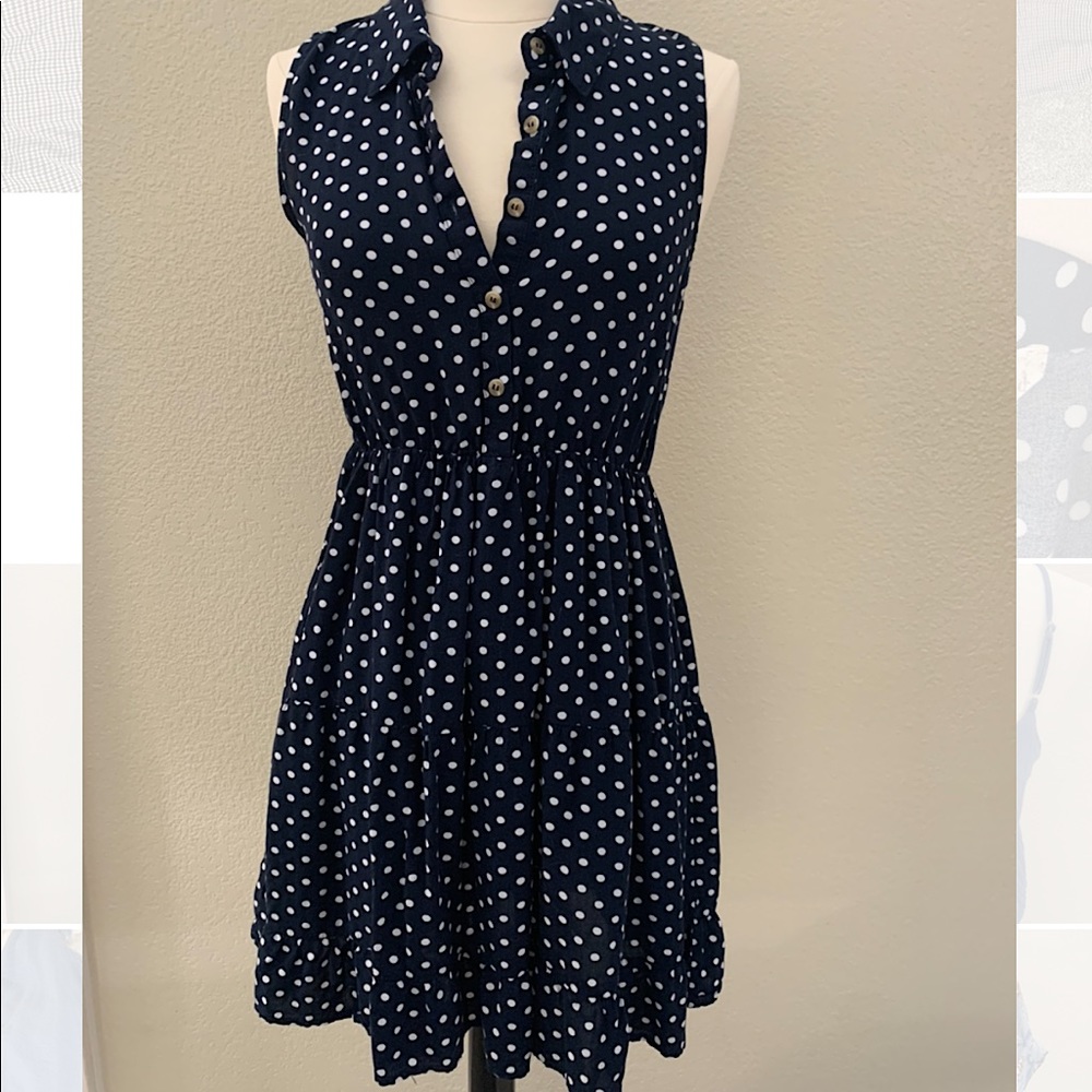 Collared Polka Dot Button Mini Dress